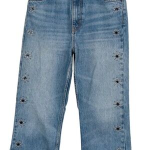 RE/DONE High Rise Wide Leg Women's Studded Blue Jeans Size 27